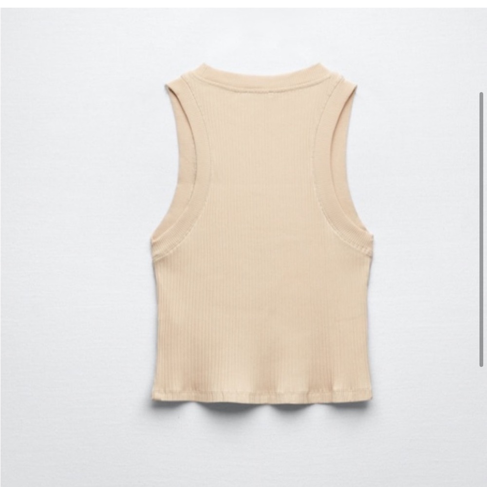 Zara Ribbed Halter Tank, Size Small, color Sand - Picture 5 of 8